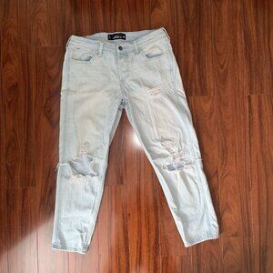 Hollister Vintage Boyfriend Size 7 Light Blue Button Fly Thrashed Torn